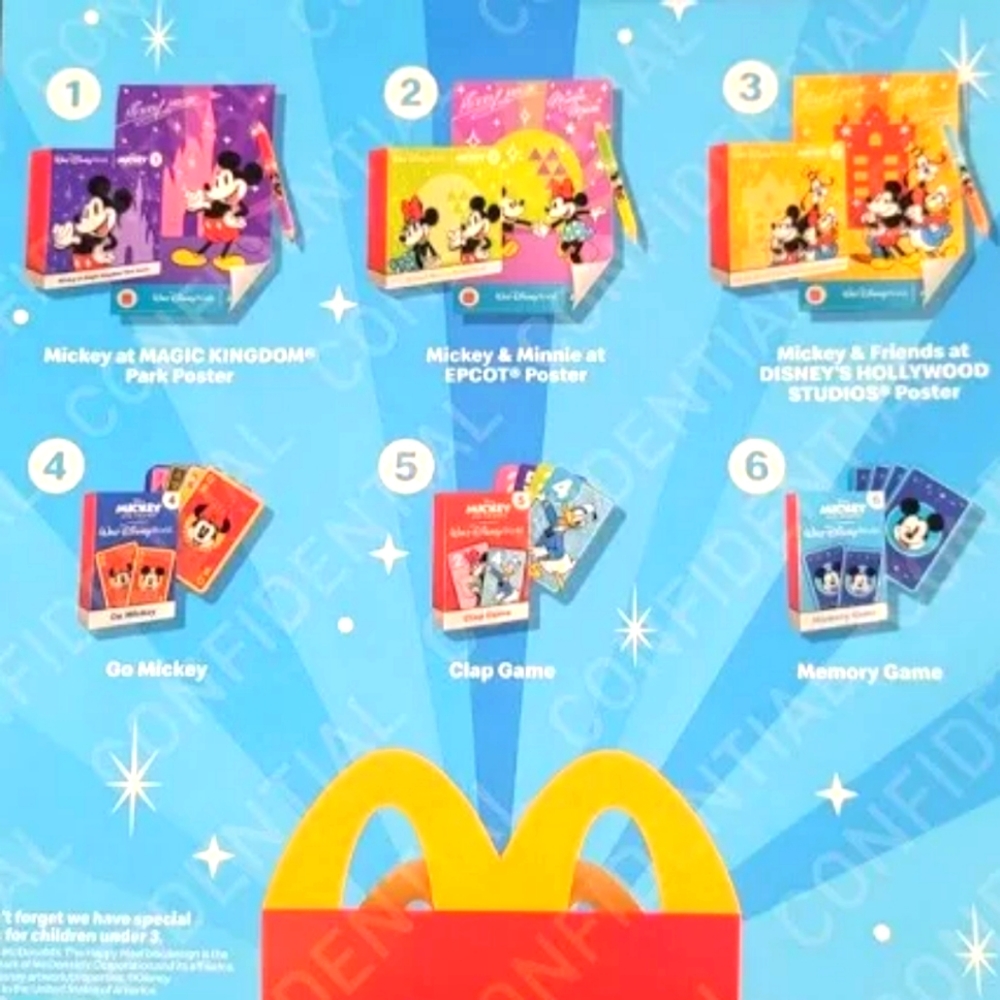 McDonald's Disney Mickey Mouse Happy Meal 2023 Set Activities Card Games Posters
